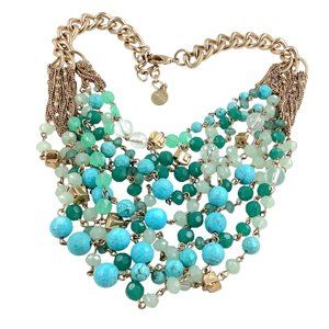 Stella & Dot MALDIVES Necklace, N373TU, 18 in, Mixed Materials, Urban Chic, Gift